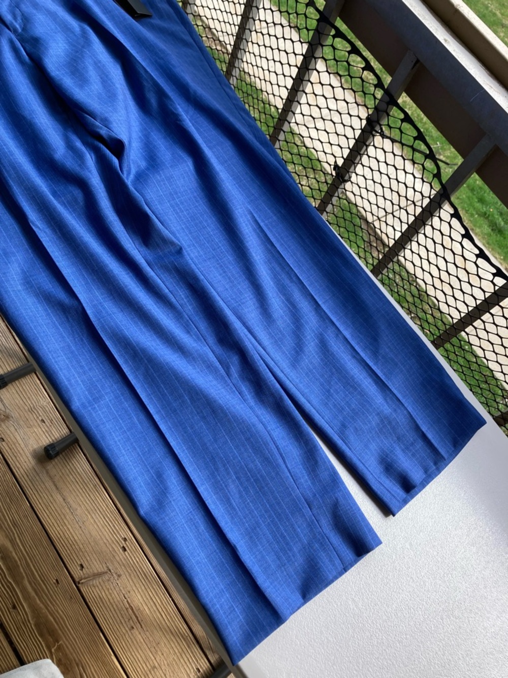 Michael Kors Wool Blend Blue Pinstripe Dress Pants Stretch Trousers Malone 44/32 - Picture 9 of 17